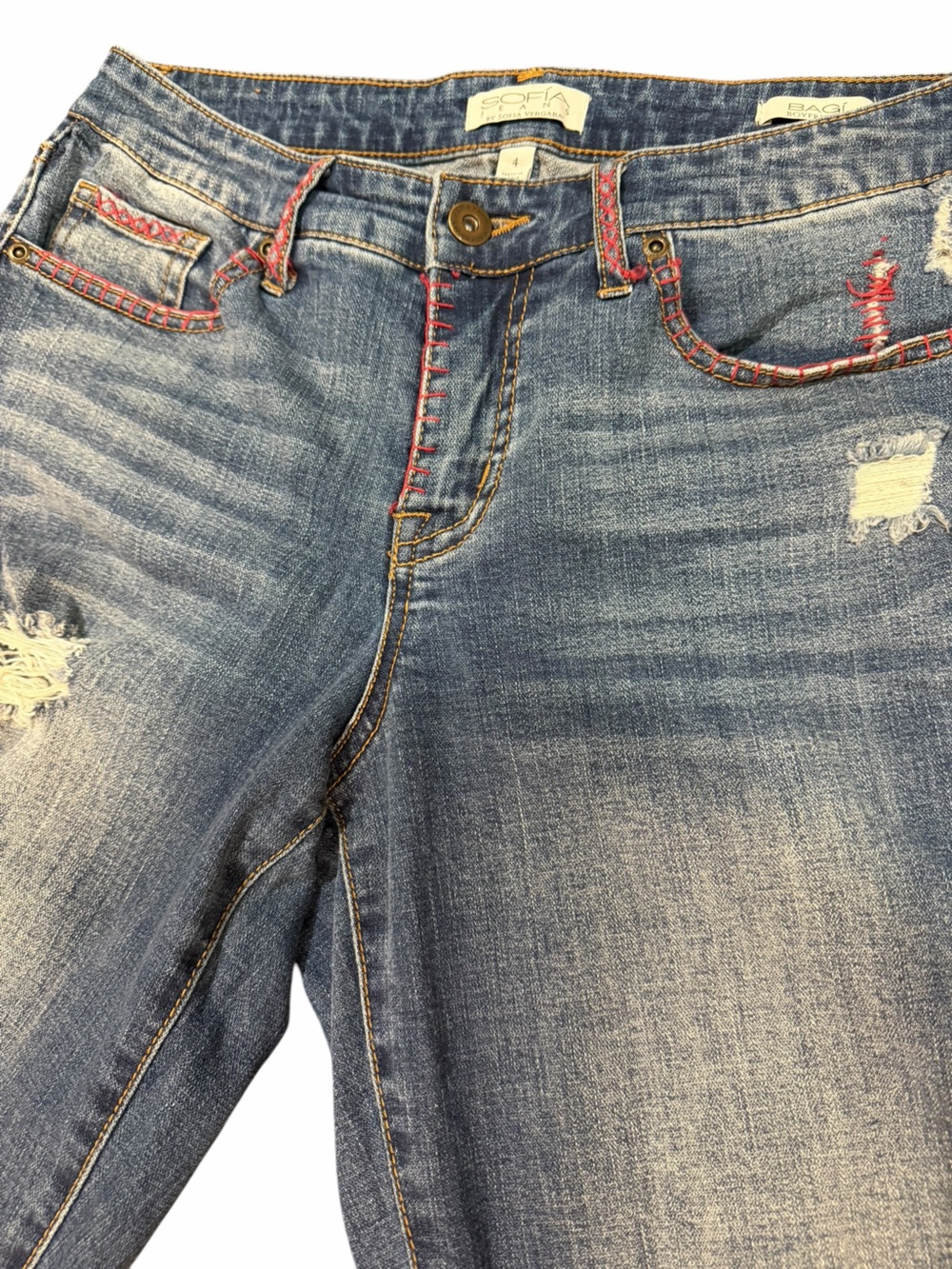 Sofia Jeans by Sofia Vergara Boyfriend Jeans Size 4 Distressed Medium Wash - Picture 3 of 11
